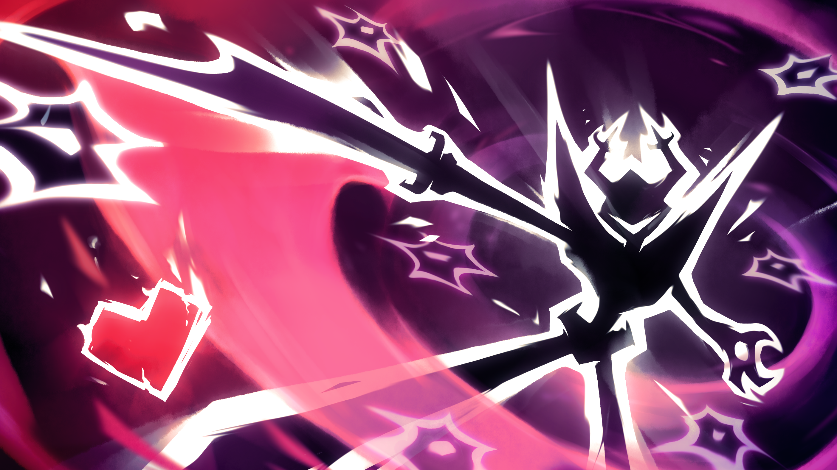 Roaring Knight from Deltarune, in a painterly style, slashing at the Soul.