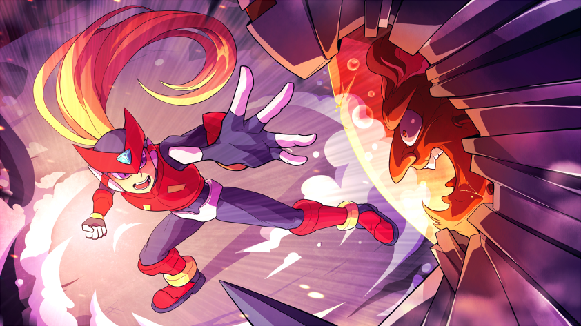 The final boss fight of Mega Man Zero, illustrated.